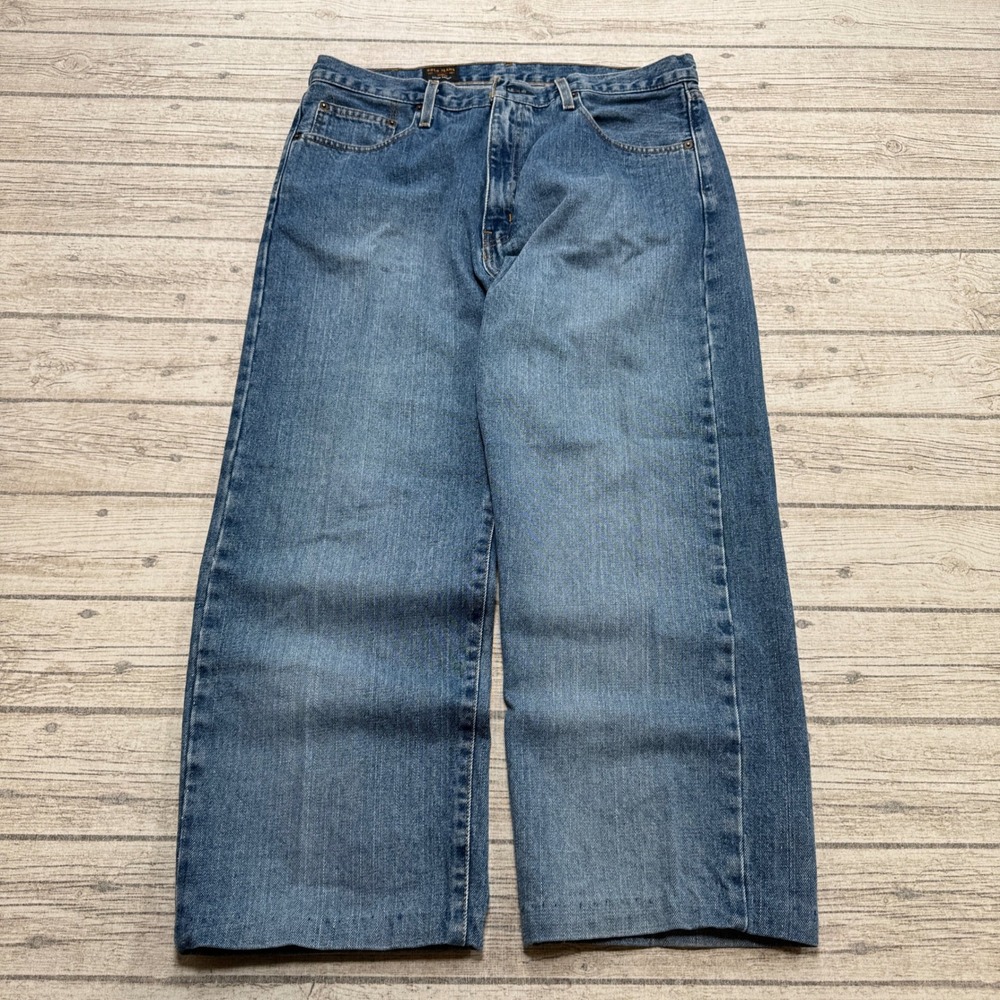 Vintage Polo Ralph Lauren Jeans Men's 34x32 Blue Denim Wide Leg Baggy Fit Skater